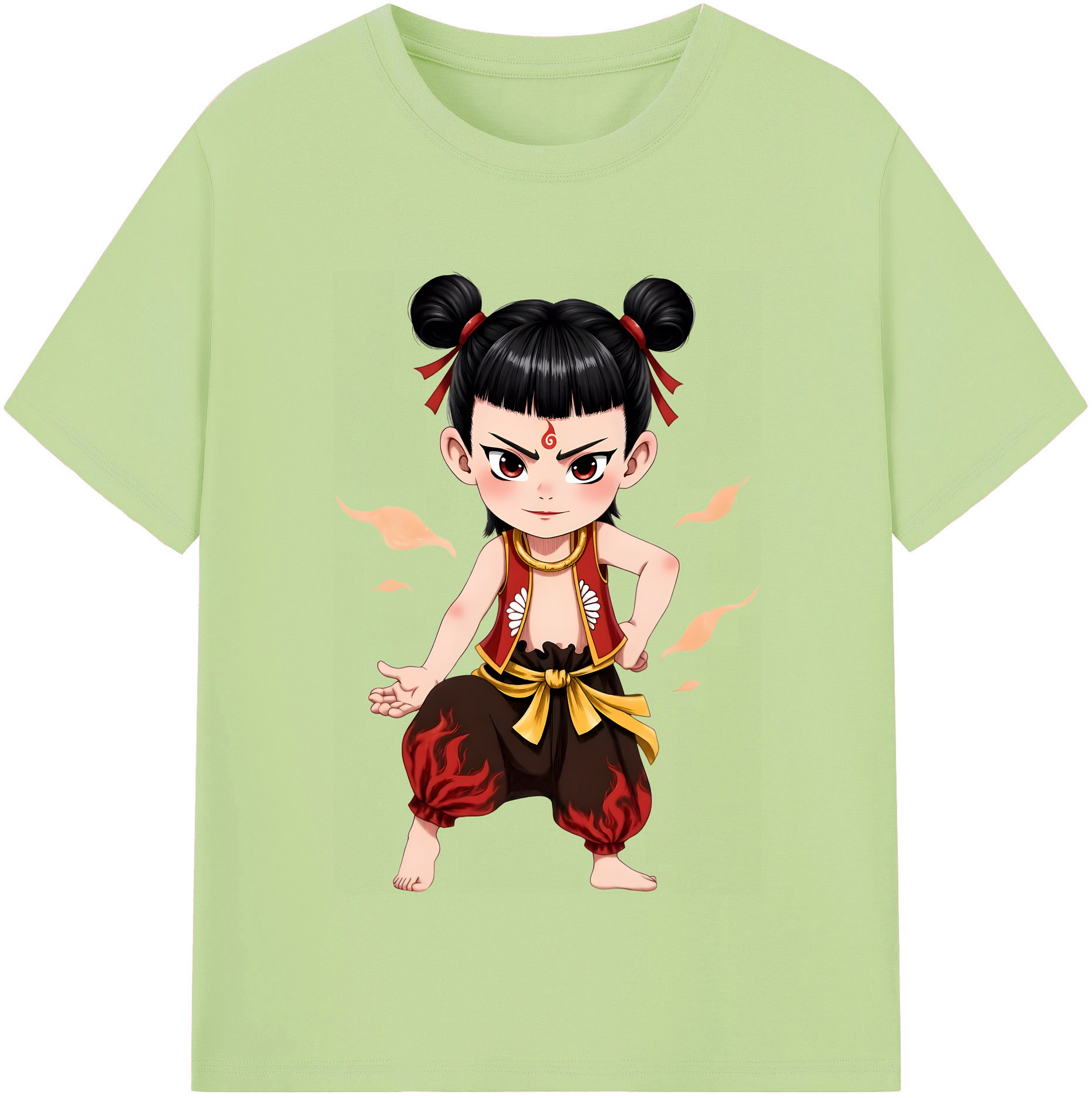 （画像用） Ne Zha 2 ナタ 魔童の大暴れ 綿100％半袖Tシャツ（フロントプリント）